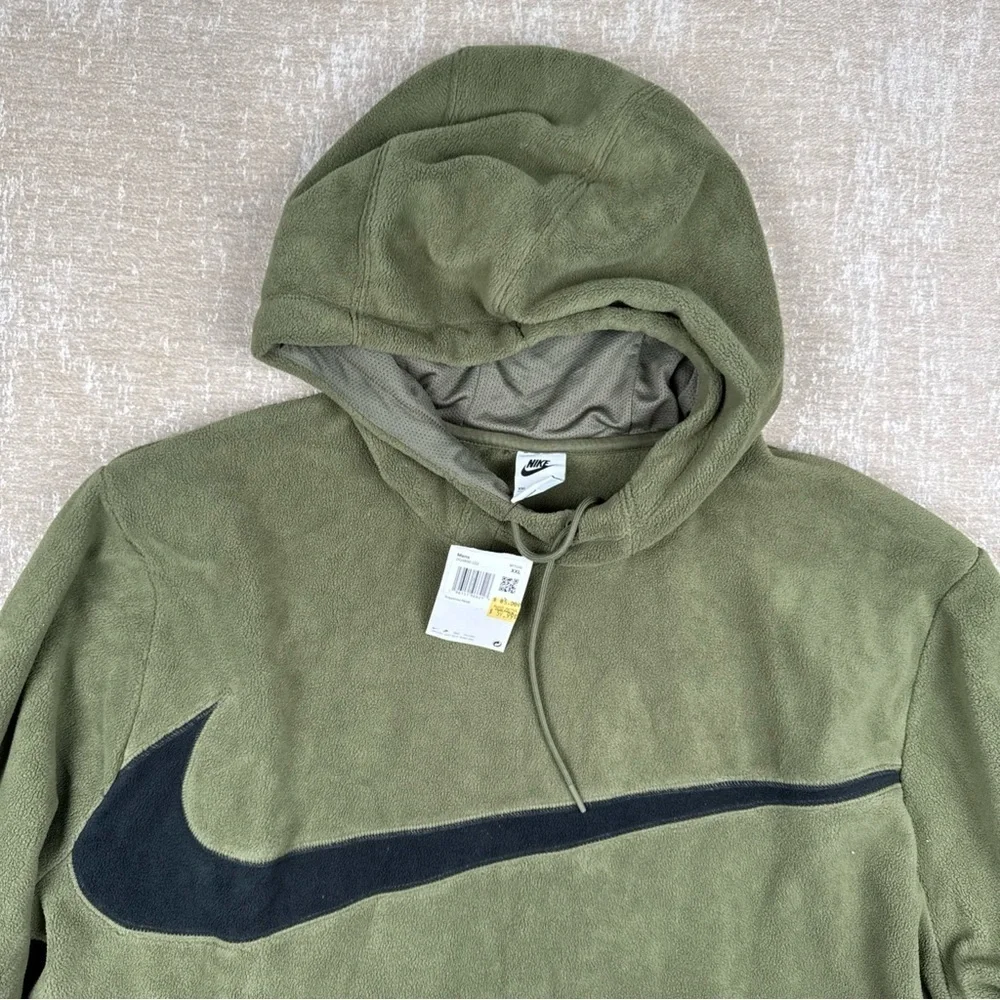 Nike Olive Green Hoodie with Black Swoosh